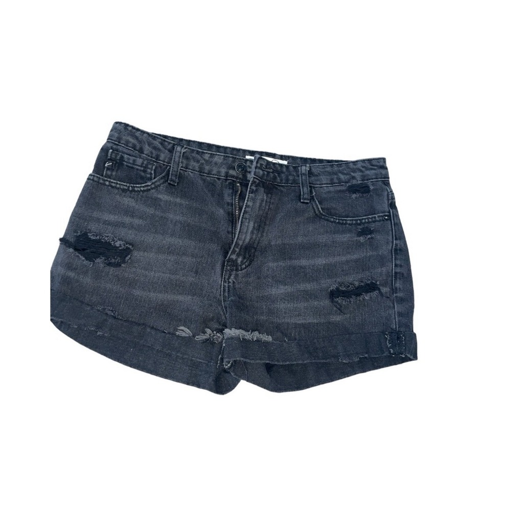 Women's Black Medium Kancan Ripped Shorts
